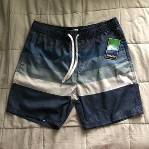Striped Blue Swim Trunks